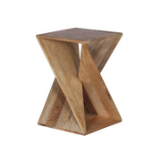 GHome UK Solid Mango Wood Twist side Table in Natural & Walnut Finish
